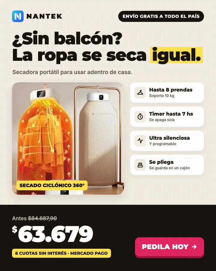 Flyer de anuncio de una secadora portátil