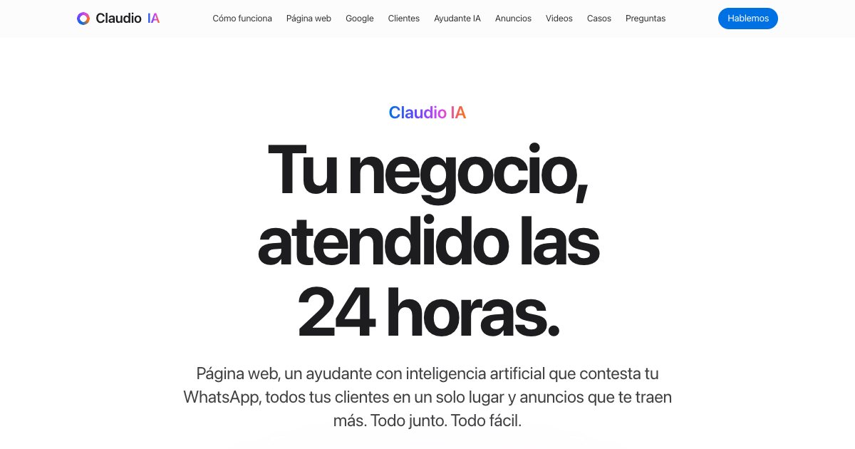Claudio IA — Páginas web, agente de IA para WhatsApp y anuncios en Tulum
